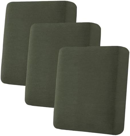 H.VERSAILTEX Super Stretch Individual Seat Cushion Covers Sofa Covers Couch Slipcover Sets Thick Jacquard Textured Twill Fabric (3 Piece Sofa Cushion Covers, Olive) by HVERSAILTEX