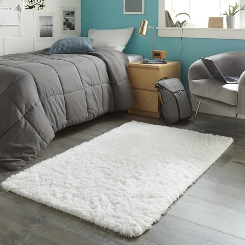 Ophanie White Rugs for Bedroom Fluffy, Kids Baby Shaggy Shag Fuzzy Soft Carpet, 3x5 Small Plush Bedside Area Rug, Indoor Floor Room Carpets for Dorm Home Decor with Over 99 pcs Pile fibers - Image 3