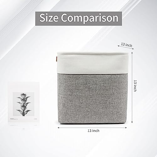 Bagnizer 13x13 Cube Storage Bins, Collapsible Fabric Storage Box, 4 Pack Closet Baskets with Handles for Organizing, Shelf, Toys, Clothes, Home, Office, Nursery (Grey&White) - Image 5