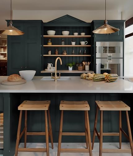 Green Wallpaper Peel and Stick Dark Green Wallpaper for Bedroom Bathroom Self Adhesive Removable Wallpaper Solid Color Contact Paper for Cabinet Kitchen Room Decor Vinyl Upgraded 17.3" x 394" - Image 2