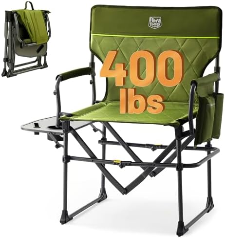 TIMBER RIDGE 400lbs Heavy Duty Camping Chair Portable Directors Chair by TIMBERRIDGE
