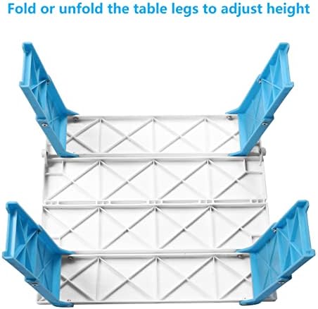 Modern-Depo 15.9"x14.2"x9.6" Large Portable Folding Beach Table for Sand Foldable Height Adjustable Side Table Desk for Camping Picnic BBQ with Carry Bag, Cyan - Image 5