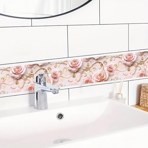 IVN Wallpaper Border Peel and Stick Wall Romantic Pink Rose 4x196 Inch - Image 5