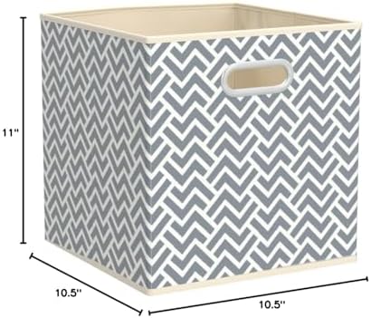 Amazon Basics Collapsible Storage Bins with Handle, Space-Saving, Breathable Cube Organizer, 10.5" x 10.5" x 11", Chevron Grey, 6-Pack - Image 5