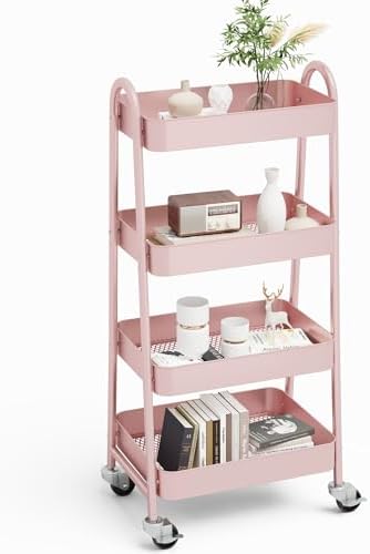 NEWBULIG 4-Tier Metal Rolling Storage Utility Cart with Lockable Wheels by NEWBULIG