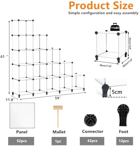 AWTATOS Cube Storage Organizer, 16 Cube Closet Organizer, Transclucent - Image 5