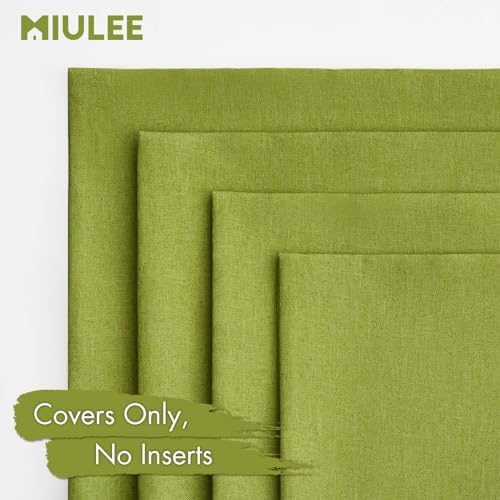 MIULEE Pack of 4 Decorative Outdoor Throw Pillow Covers Linen Waterproof Pillow Covers Summer Farmhouse Cushion Cases for Patio Garden Tent Balcony Couch Sofa 18x18 Inch Moss Green - Image 5