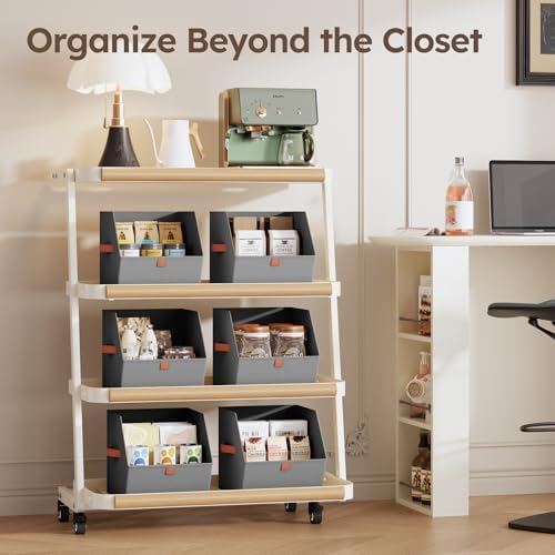 Homsorout Fabric Closet Storage Cubes - 4 Pack Square Storage Bins with Dual Handles for Clothes, Towels, Toys, Cube Storage Organizers for Bedroom, Nursery, Shelves, Closet, Small Spaces, Grey - Image 6