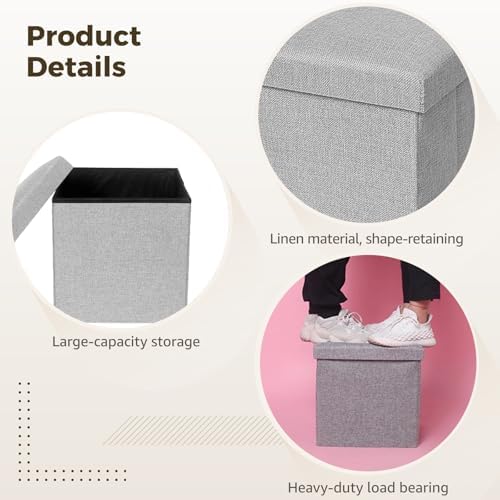 2 Pcs Collapsible Storage Boxes with, Multi-Functional Storage Box, Ideal for Cloths, Toys, Photos, Keepsakes, Greeting Cards, Grey, 10 Inch - Image 4
