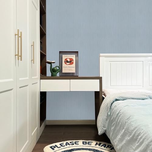 Blue Grasscloth Peel and Stick Wallpaper Texture Contact Paper A Set of 15.7" X 1200" Self-Adhesive Linen Removable Wallpaper Cabinets Counter Top Liners - Image 5