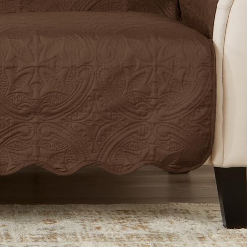 Great Bay Home Reversible Sofa Cover - Washable Slipcover Furniture Protector with Elastic Straps - Perfect for Kids & Pets - Quilted & Stitched Detail (Chocolate/Taupe) - Image 6
