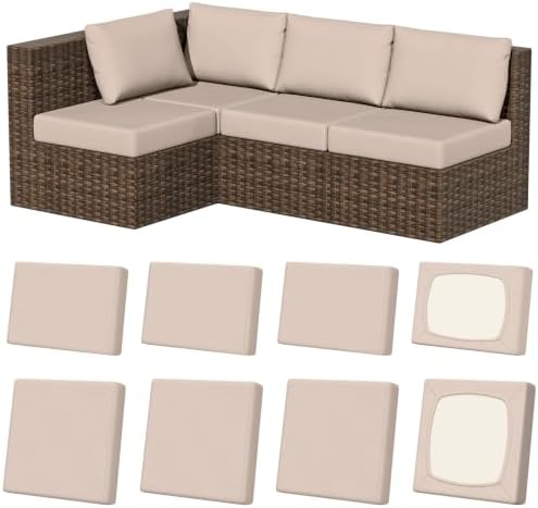 8Pcs Outdoor Cushion Covers, Stretch Patio Furniture Couch Chair Slipcovers by VORSHAPE