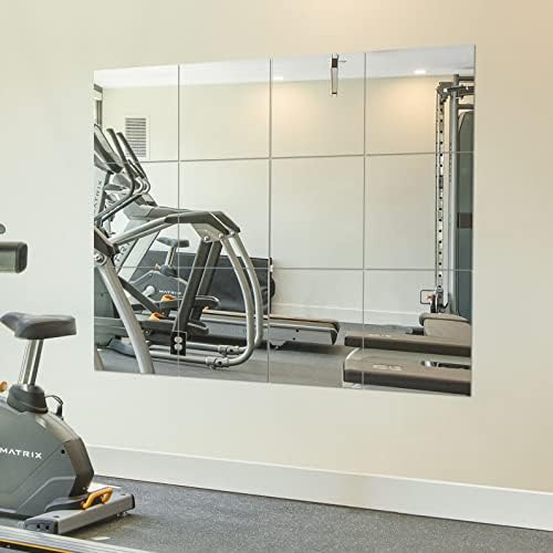 Ruomeng Home Gym Mirrors 12 Inch x 12Pcs Wall Mounted Mirror Glass Frameless Full Length Mirror Tiles for Home Gym, Bedroom, Door & Bathroom by Ruomeng