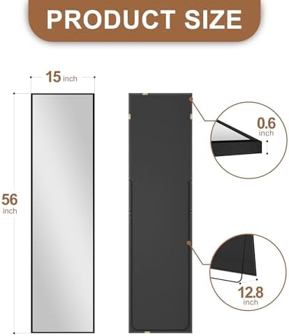 Delma Full Length Mirror with Stand, Black Floor Mirror - Image 5