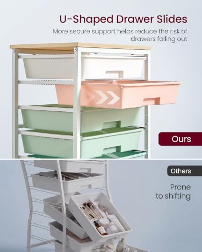 VASAGLE Rolling Cart with Drawers, Craft Organizers and Storage, Multicolor - Image 4