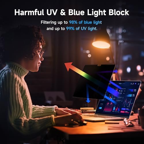 Mamol Privacy Screen for MacBook Air 15 Inch (2023-2025, M2, M3,M4)- A2941 A3114, MagicSuction™ Removable Vacuum Adsorption Anti Spy,Anti Glare Anti Blue Light Filter for Mac Laptop Computer - Image 4