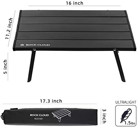 ROCK CLOUD Folding Beach Table Aluminum Portable Camping Table Ultralight, Black - Image 3