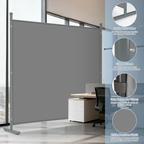 AKTOP Room Divider, Freestanding Single Panel Privacy Screen, Grey - Image 4