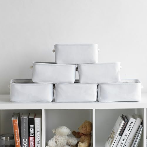 TheWarmHome Storage Basket for Gifts Empty - 11.8x7.8x5.2 inch 1 Pack Fabric Storage Cubes, Nursery Organizers and Storage for Closet Cloth Toy Book (White) - Image 4
