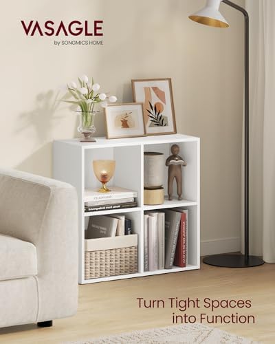 VASAGLE Bookshelf, 4 Cubes Storage Organizer, 25.9 x 9.4 x 25.8 Inches - Image 3