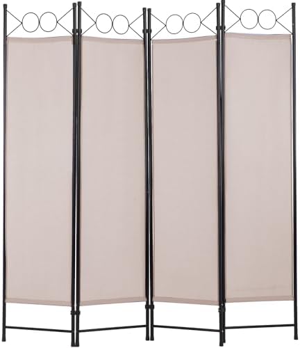 FDW 4-Panel Folding Room Divider | 6ft, Tan | Light & Portable by PayLessHere