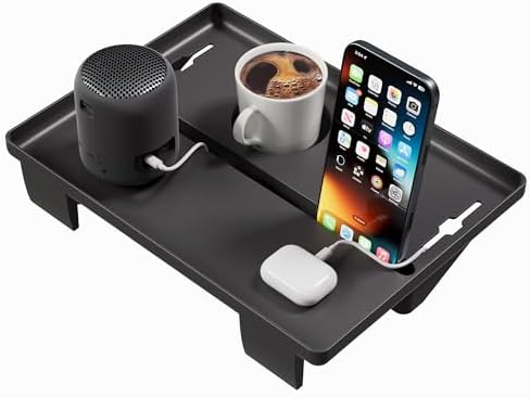 JOYMOOP Clip-On Bedside Shelf for Bunk Beds, Dorm Room Essentials, Bedside Caddy, No-Tool Install Bed Side Table Storage for Loft, Platform Beds, Nightstand Caddy for Phone, Glasses, Book, Black by JOYMOOP