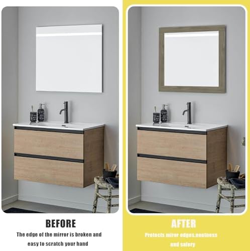 Teemall 10M Wood Grain Removable PVC Waterproof Border Wall Decor Self Adhesive Kitchen Bathroom Tiles Sticker Wallpaper Mirror Frame Sticker (Gray) (Pack of 2) - Image 4