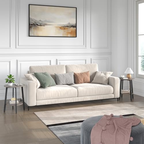 sthmec Side Table, Small Round End Table with Storage Shelf for Small Space, 2-Tier Bedside Table Sofa Couch Table, Round Accent Table Nighstands for Living Room, Bedroom, Grey - Image 6