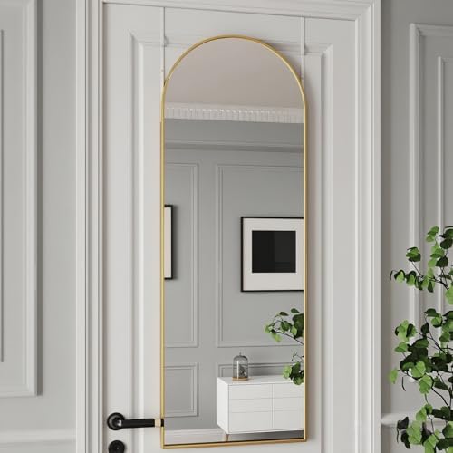 50"x 16" Door Mirror, Arched Full Length Mirror Over The Door, Gold - Image 3