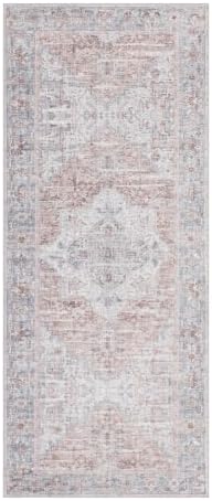 ReaLife Rugs Machine Washable Area Rug - Living Room Bedroom Bathroom Kitchen Entryway Office - Padded Low Pile Stain Resistant Premium - Boho Farmhouse Vintage - Lyle - Gray Ivory Blush 2'6" x 8' - Image 3