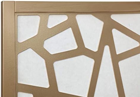 Roundhill Furniture Giyano 4 Panel Screen Room Divider, White Screen with Gold Frame - Image 4