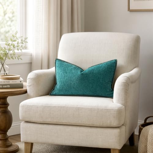MIULEE Decorative Lumbar Throw Pillow Covers 12x20 Inch Teal 2 Pack - Image 4