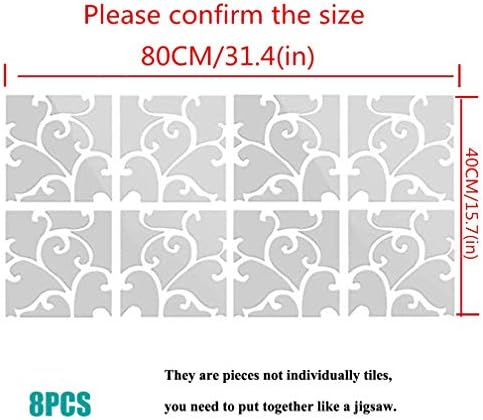3D Mirror Wall Stickers, Acrylic Square Geometric Pattern DIY Art Decals, Self Adhesive Mirror Plastic Wall Sheet Tiles Home Decoration for Living Room Bedroom Stair Wall Decor (Floral- 8pcs) - Image 4