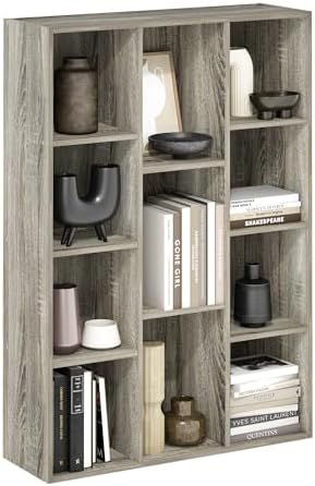 Furinno LUDER Book Shelf, 11-Cube Bookshelf, Reversible Bookcase, 9.4 x 29.1 x 41.7, Easy Assembly, for Living Room, Bedroom, Home Office, French Oak by Furinno-FitsYourSpaceFitsYourBudget