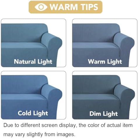 H.VERSAILTEX Stretch Couch Covers for Sofa 1 Piece Slipcovers for Couch and Sofas 3 Seater Couch Cover Feature Thick Checked Jacquard Fabric with Elastic Bottom(Large Sofa 90"-100" Wide, Dusty Blue) - Image 3