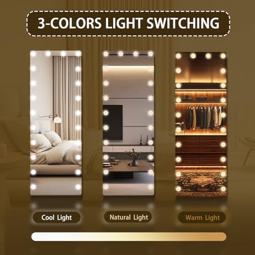 Kosmonia 66"x22" Hollywood Full Length Mirror with Light, 22 Dimmable Bulbs - Image 4