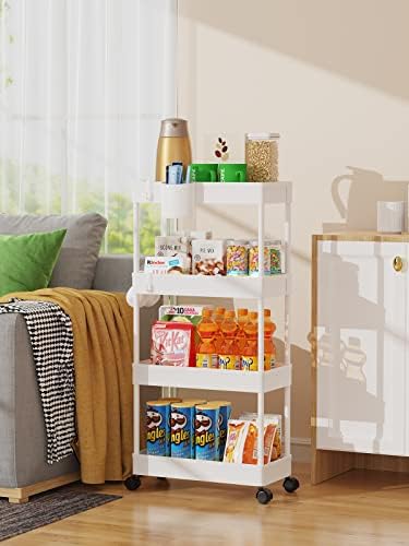 LEHOM Slim Rolling Storage Cart - 4 Tiers Bathroom Organizer Utility Cart - Image 4