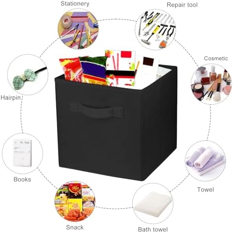 3 Pcs Storage Cubes, 10.5 Inch Collapsible Storage Bins, Fabric Foldable Bins for Organization, Durable Storage Bins for Closet, Shelves, Offices (Black) - Image 3