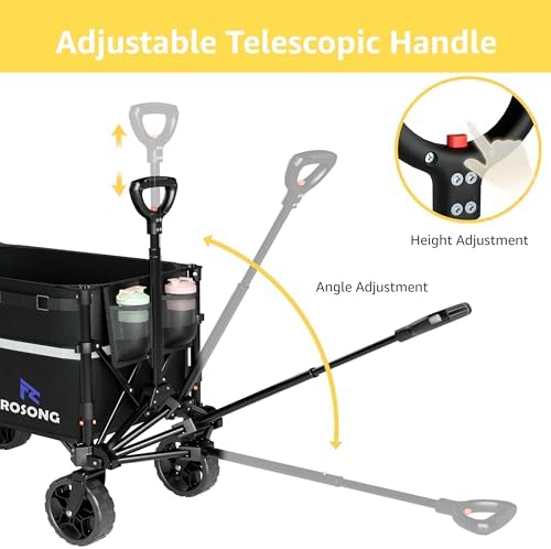ROSONG Collapsible Wagon Cart with Wheels Foldable - Folding Utility Heavy Duty Wagons Carts for Grocery Sports Garden Shopping Camping Wheelbarrows (Black, 120L) - Image 5