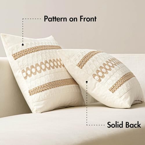 MIULEE Set of 2 Neutral Boho Decorative Pillow Covers 16x16 Inch - Image 6