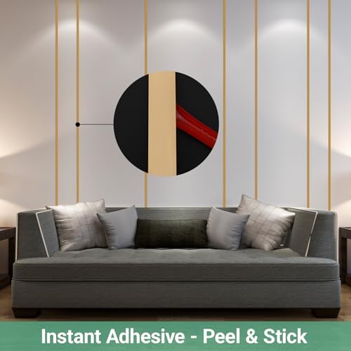 Gaahing 196.8" x 1" Brushed Gold Molding & Wall Trim, Flexible Peel and Stick Decorative Strip for Tile, Mirror, Ceiling, Floor, Panel, Cabinet - Image 3