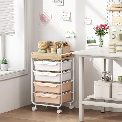 SYKIARIOL Rolling Storage Utility Cart with 4 Drawers,Art Cart,Pearl - Image 4