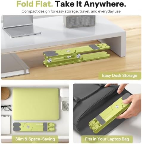 OMOTON LA10 360° Rotating Laptop Stand Riser Foldable for Desk, Citron - Image 5