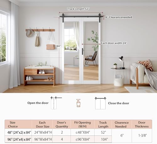 FREDBECK Bifold Mirror Barn Door 48x84 Hardware Included for Closet,1 Panel - Image 7