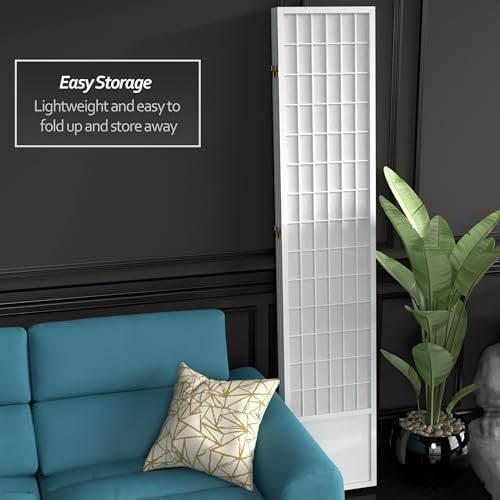 Red Lantern 7 ft. Tall Window Pane Shoji Screen - White - 4 Panels - Image 5