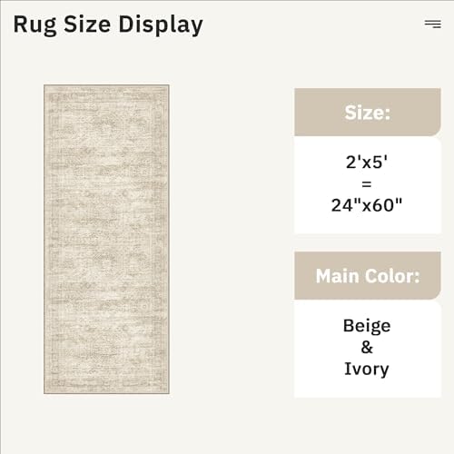 Soalmost Runner Rug 2x5 Washable Non-Slip Kitchen Entry Runners Beige - Image 5