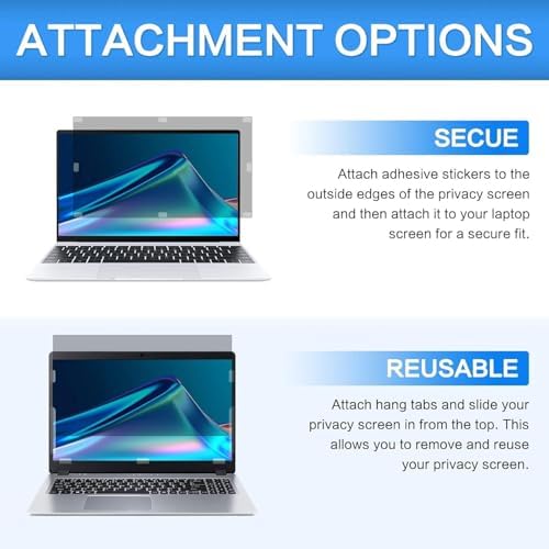 ZOEGAA 14 Inch Laptop Privacy Screen Filter, Compatible with HP Dell Acer Asus Samsung Lenovo Thinkpad, for Removable 16:9 Widescreen Display Laptop Privacy Screen 14 inch and Anti-Glare Protector - Image 5