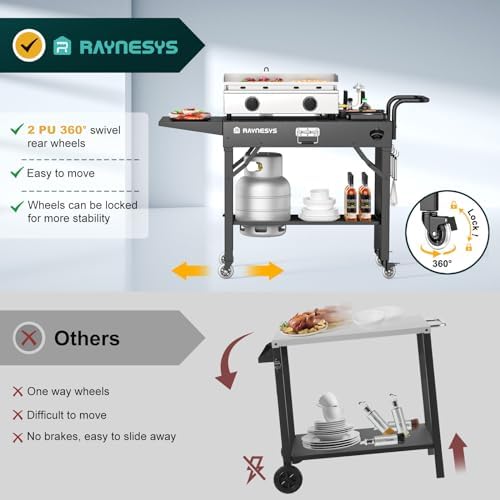 Raynesys 440lbs Outdoor Folding Grill Cart, Blackstone Griddle Stand - Image 4