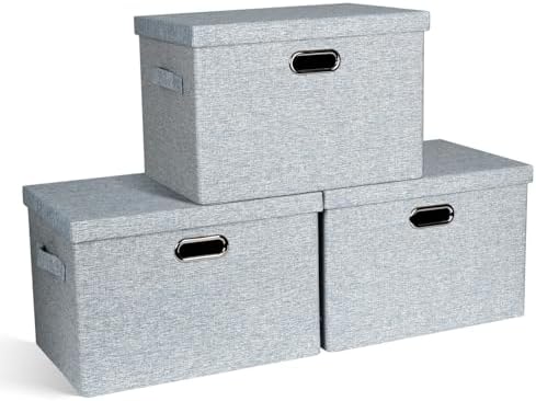 Storage Bins with Lids Fabric Closet Organizers Cubes Office Organization by GraciadecoStorage