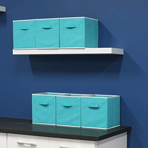 Simple Houseware 11-Inch Foldable Cube Storage Bins, Turquoise, 6-Pack - Image 5